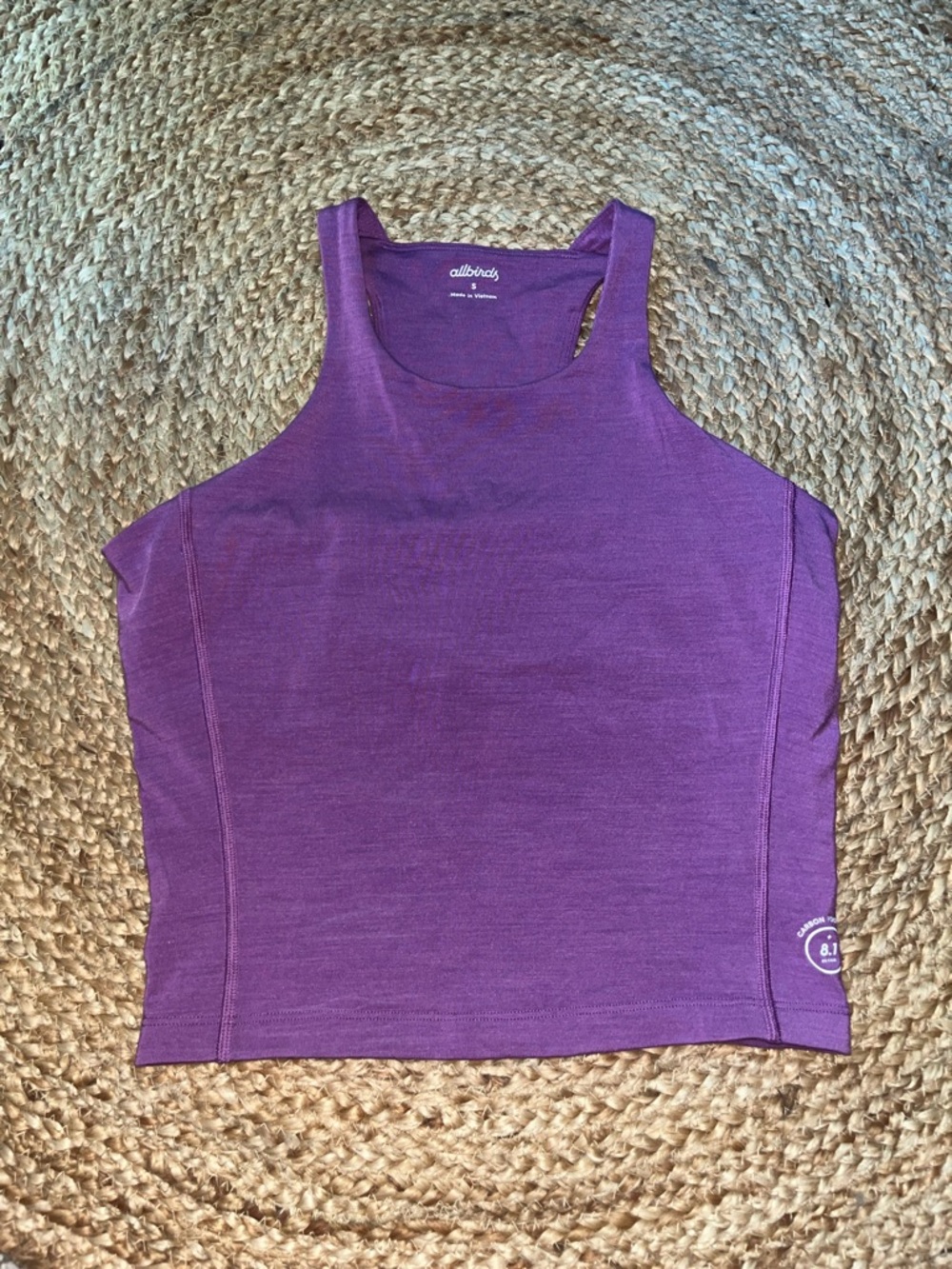 allbirds Wool Blend Purple Fitted Racerback Tank with built in bra